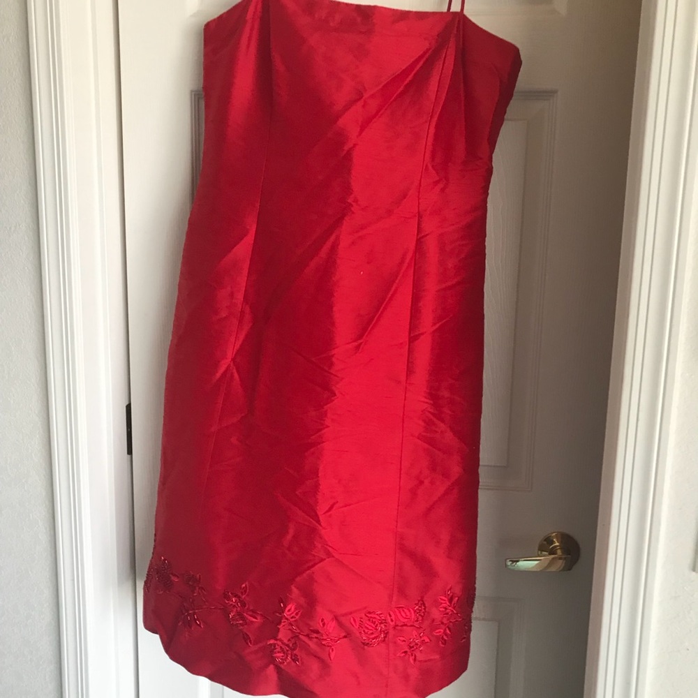 Gorgeous embroidered red silk dress